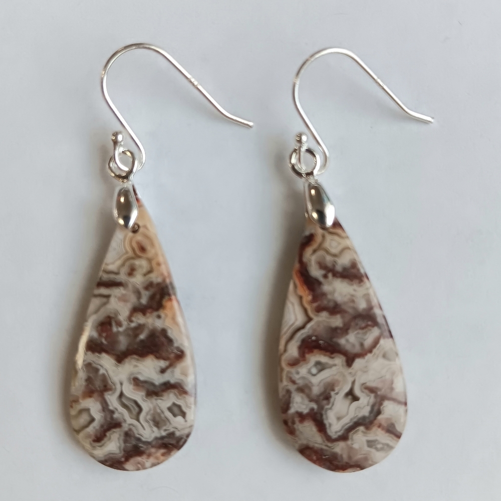 Crazy Lace Agate Gemstone Earrings with 925 Sterling Silver Findings